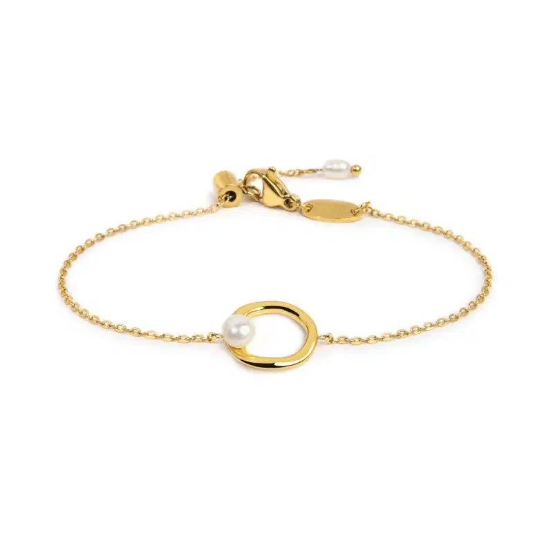 Bracciale catena con centrale a forma organica con perla Marlù