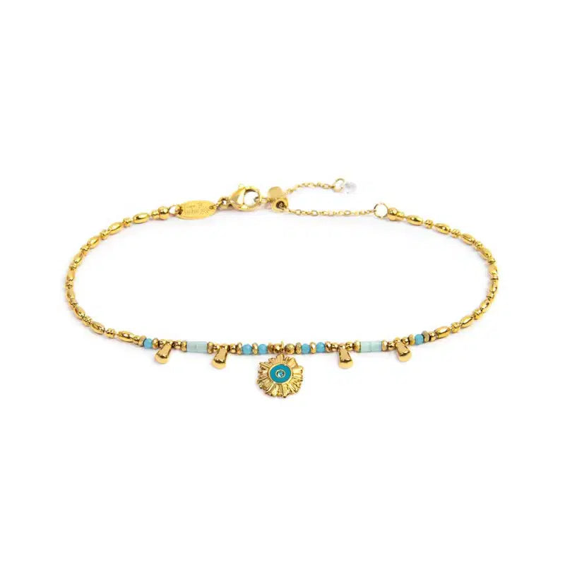 Bracciale catena chicco di riso con sole pendente Marlù