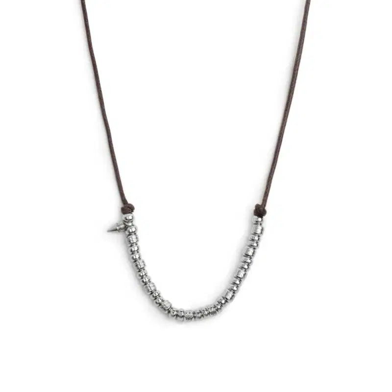Collana cordino cerato elementi in acciaio e mini spike Marlù