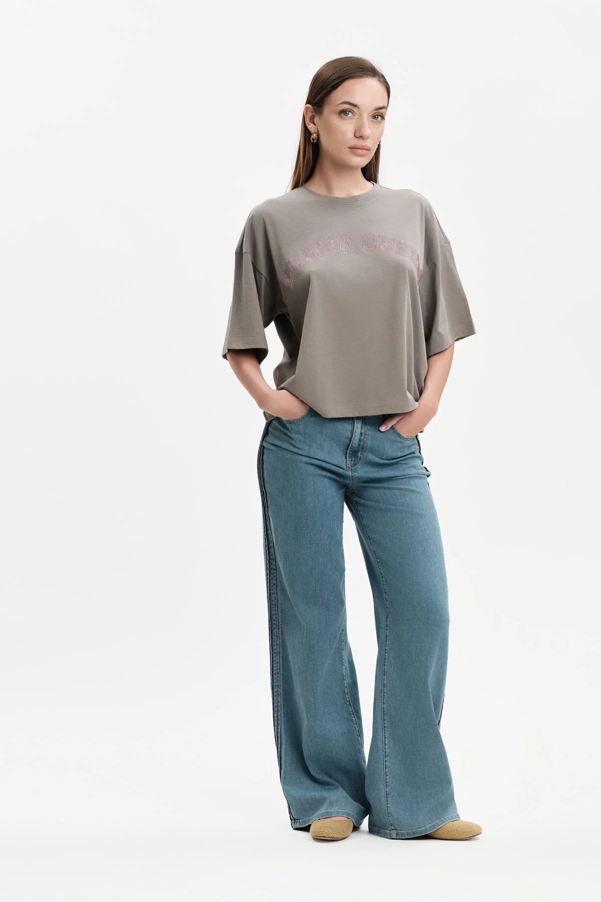 T-SHIRT OVER SCRITTA DRAMA QUEEN STRASS WHITE WISE