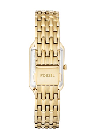 Orologio Raquel 23 mm a tre sfere con datario e bracciale in acciaio color oro Fossil