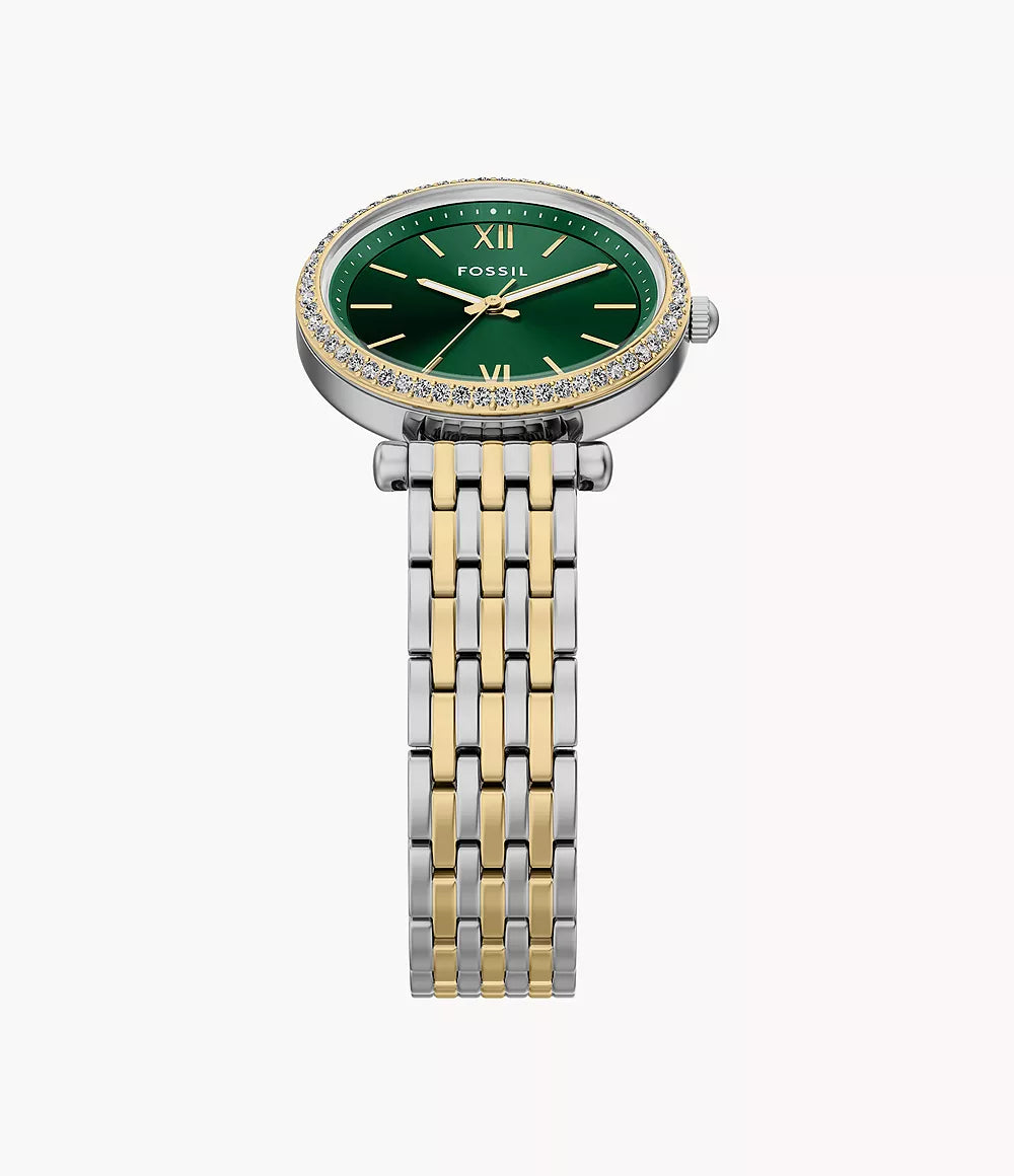Orologio Carlie Mini 28 mm a tre sfere con bracciale in acciaio bicolore Fossil