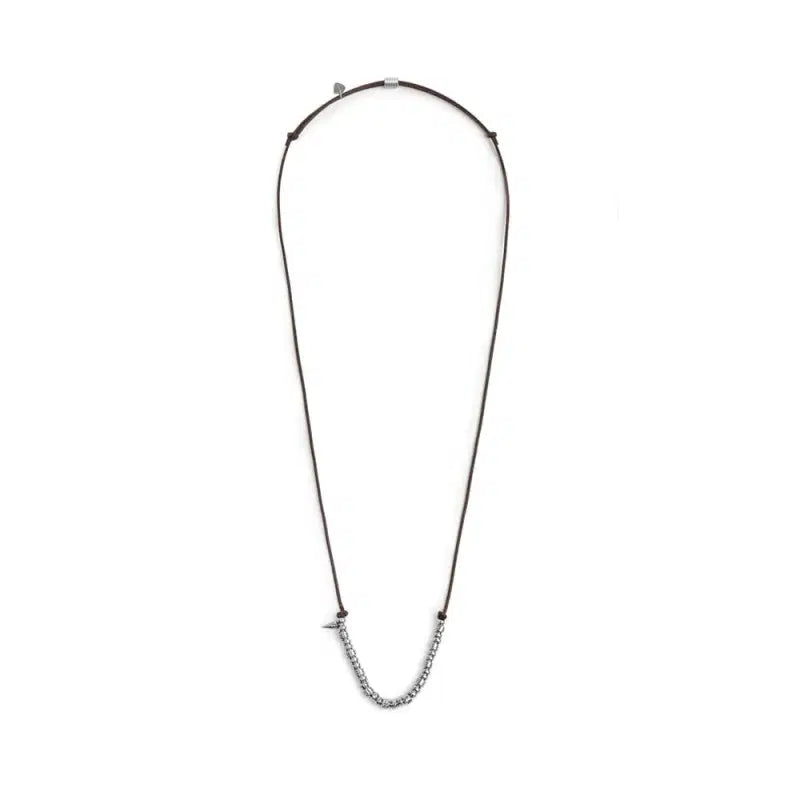 Collana cordino cerato elementi in acciaio e mini spike Marlù