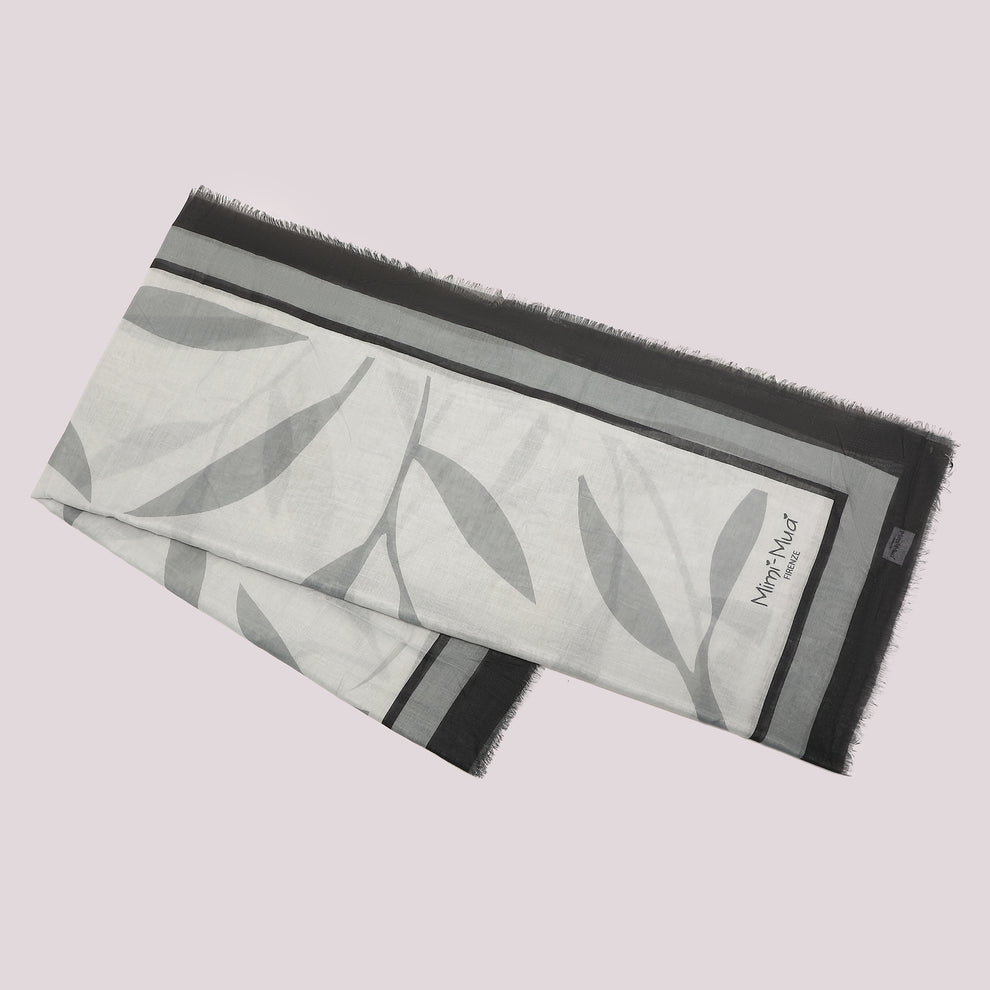 FOULARD CON FOGLIOLINE SPARSE (135X135 cm) MIMI-MUA
