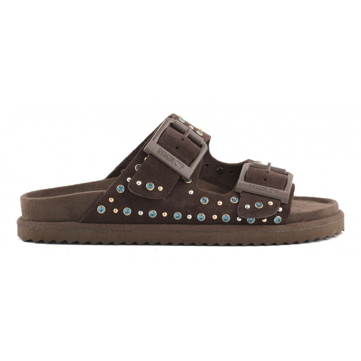 SLOFIW
Sandalo in pelle scamosciata e strass Colors of California