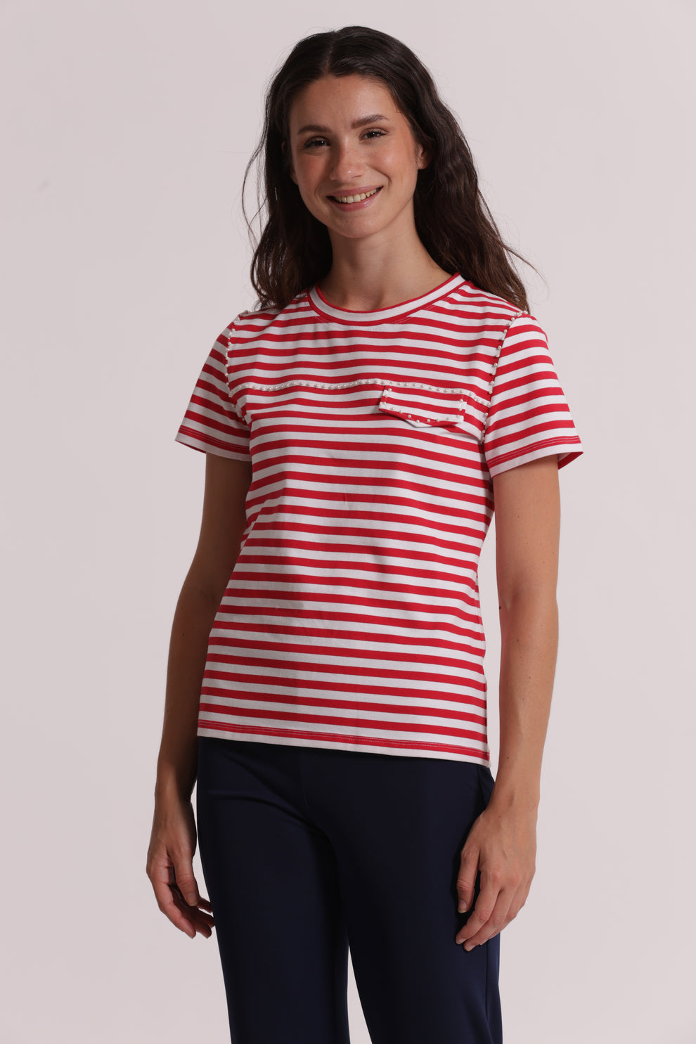 T-SHIRT A RIGHE CON BORCHIE MIMI-MUA