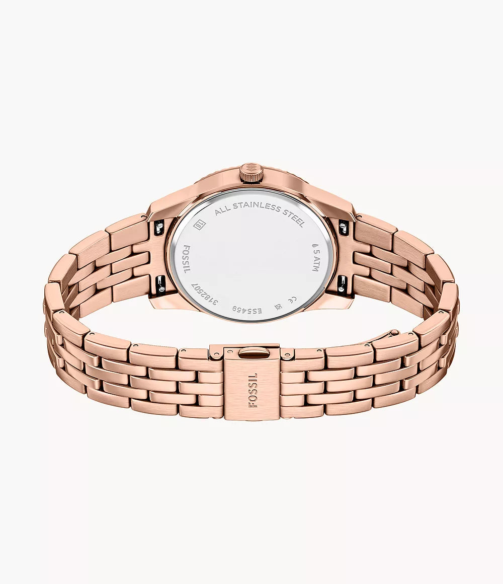 Orologio Scarlette 34 mm a tre sfere con data e giorno e bracciale in acciaio Fossil