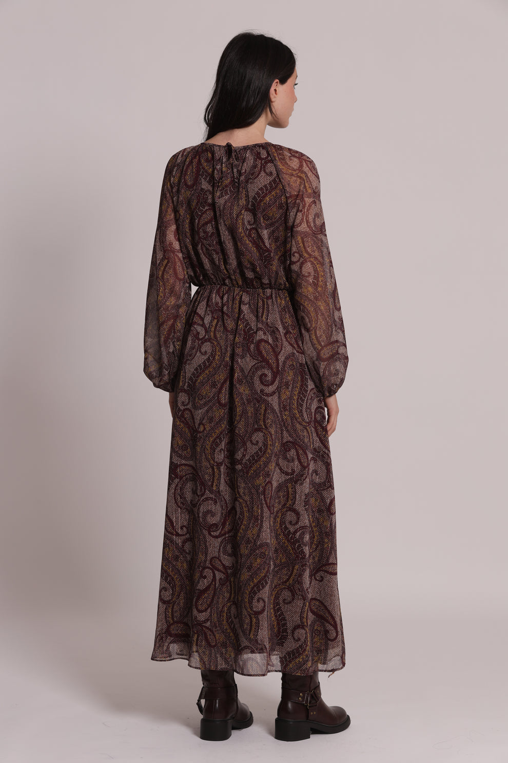 ABITO MIDI FANTASIA PAISLEY CON FIOCCO FRONTALE Mimi-Mua