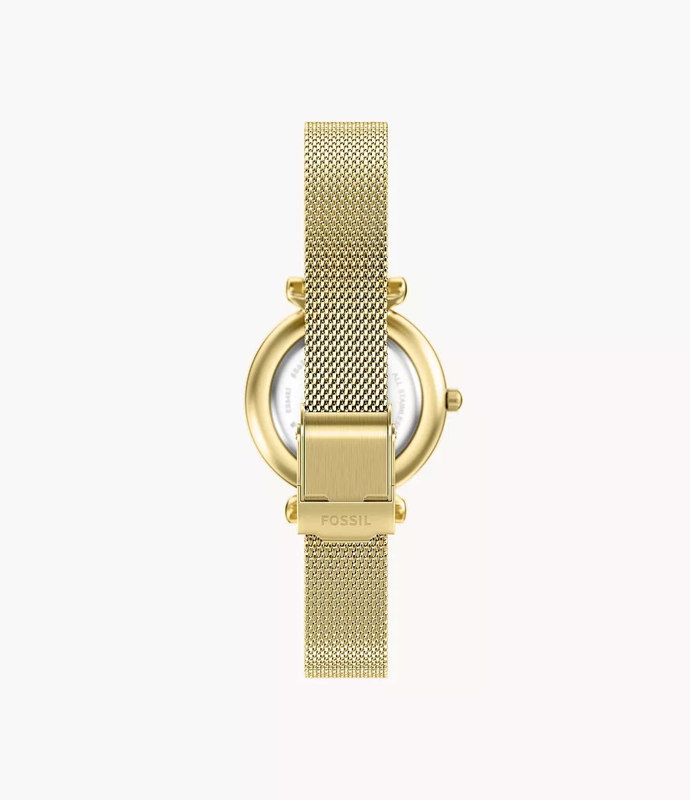 Orologio Carlie a tre sfere con bracciale in acciaio color oro Fossil