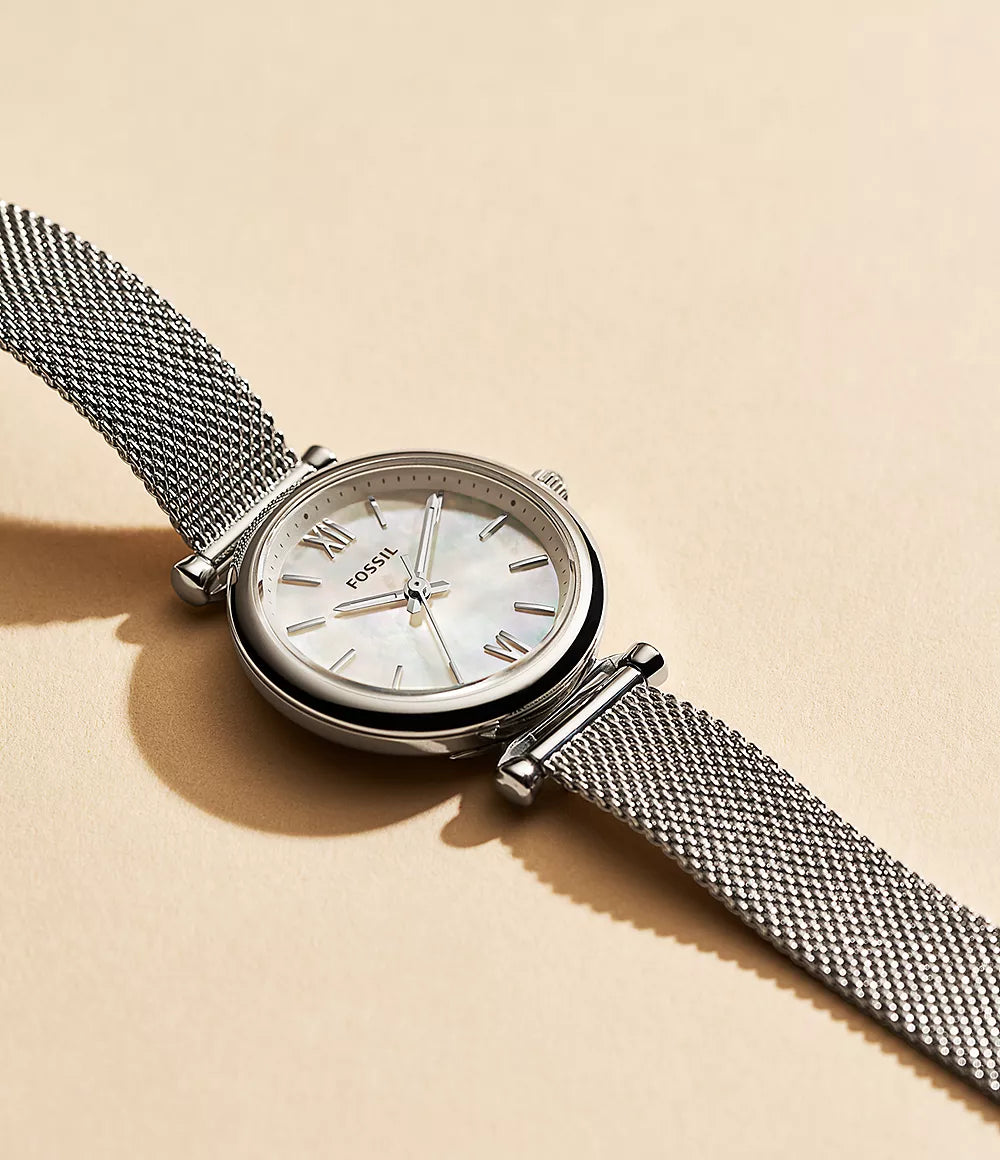Orologio Carlie Mini 28 mm Mini a tre sfere in acciaio Fossil